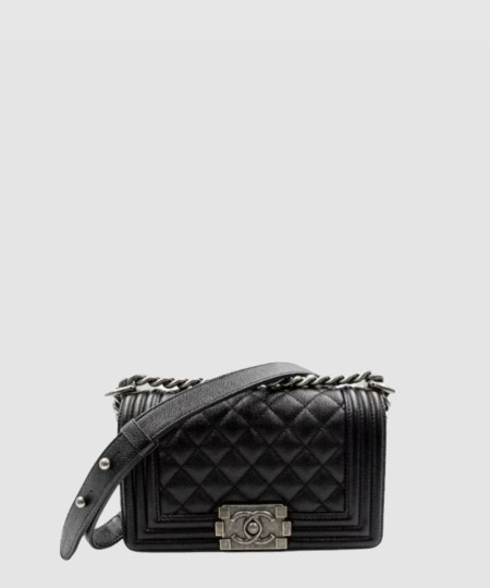 [CHANEL-샤넬]보이백 스몰 플랩백 캐비어 블랙 은장 A67085