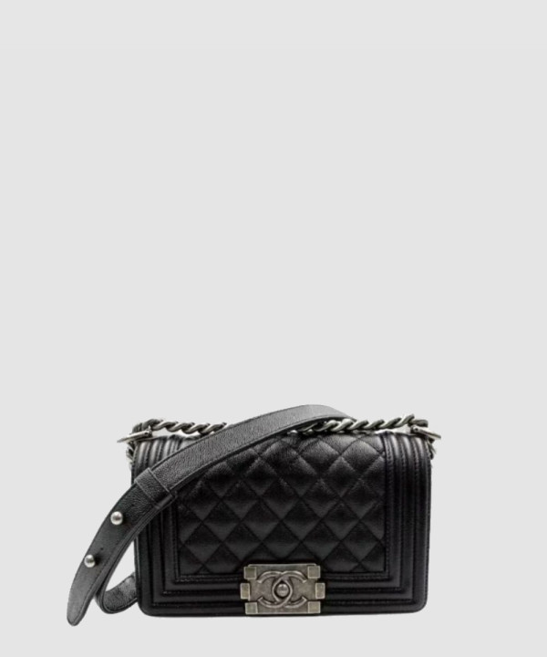 [CHANEL-샤넬]보이백 스몰 플랩백 캐비어 블랙 은장 A67085