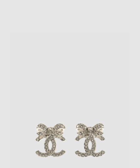[CHANEL-샤넬] CC 로고 리본 크리스탈 이어링 ABA922