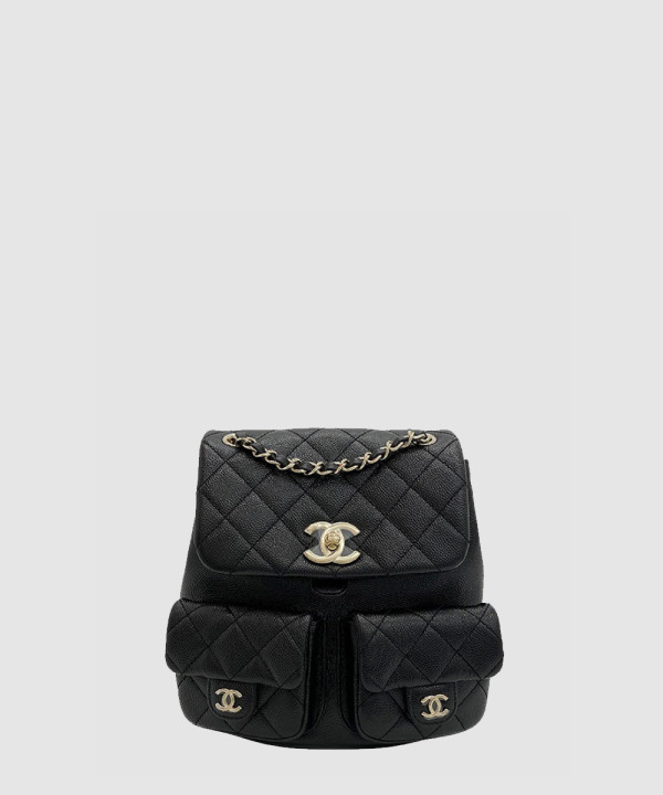 [CHANEL-샤넬] 듀마 백팩 카프스킨 블랙 as3787