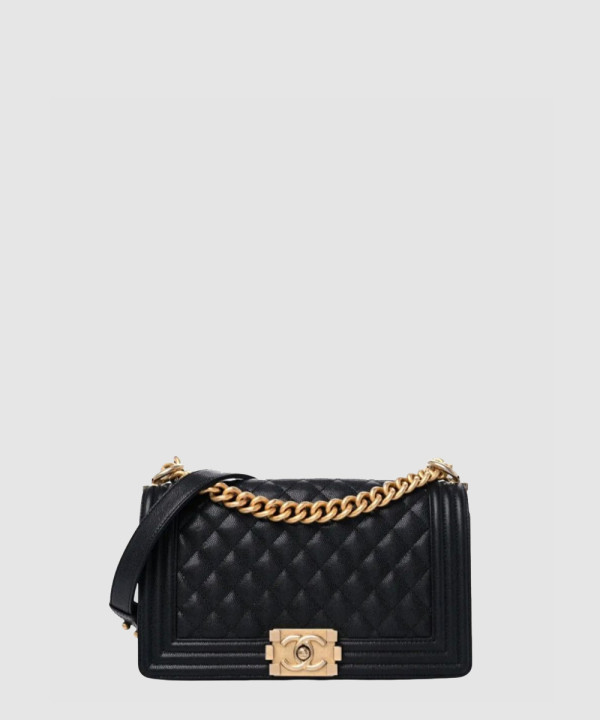 [CHANEL-샤넬] 보이백 미듐 캐비어 블랙 A67086