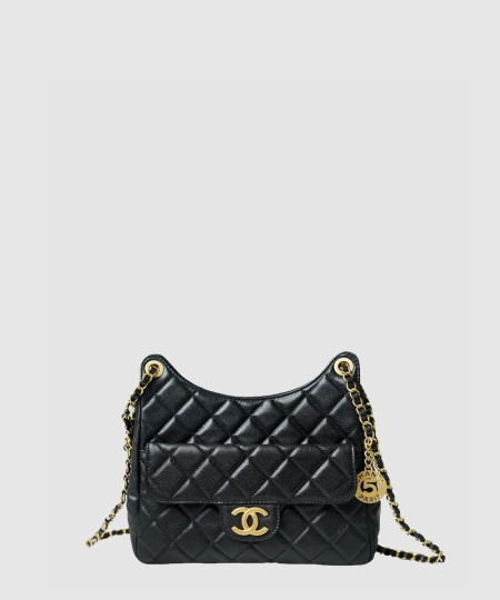 [CHANEL-샤넬] 23C 포켓 체인 호보백 미듐 블랙 캐비어 AS3710