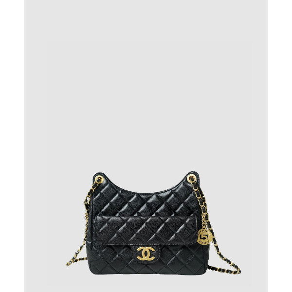 [CHANEL-샤넬] 23C 포켓 체인 호보백 미듐 블랙 캐비어 AS3710