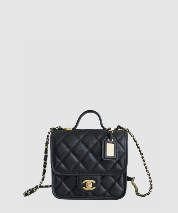 [CHANEL-샤넬] 탑 핸들 플랩백 캐비어 AS3652