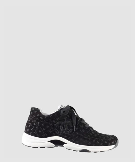 [CHANEL-샤넬] CC 로고 프린티드 스웨이드 스니커즈 블랙 G39230