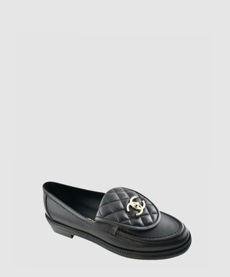 [CHANEL-샤넬] 퀼팅 턴락 모카신 로퍼 블랙 G36646