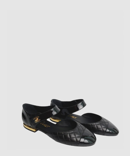 [CHANEL-샤넬] CC로고 메리제인 발레리나 플랫 블랙