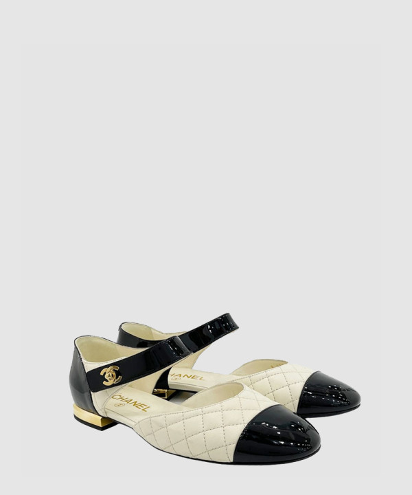 [CHANEL-샤넬] CC로고 메리제인 발레리나 플랫