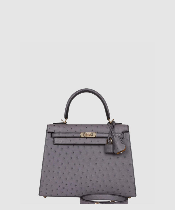 [HERMES-에르메스] 켈리 25 금장 오스트리치 레더