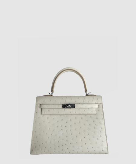 [HERMES-에르메스] 켈리 25 은장 오스트리치 레더