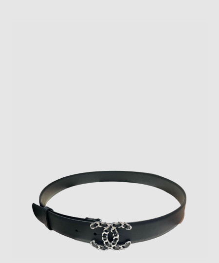 [CHANEL-샤넬] CC로고 레더 벨트 블랙