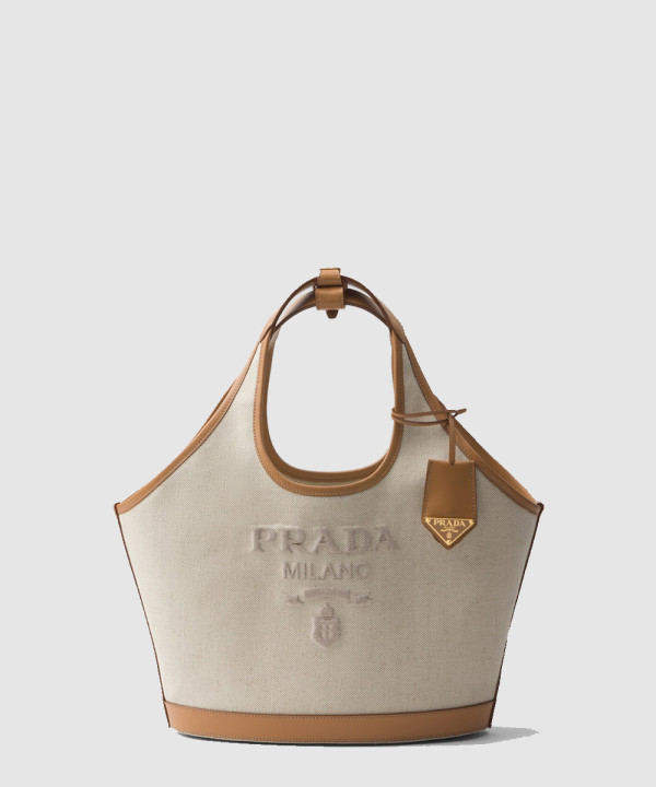 [PRADA-프라다] 미디엄 리넨 혼방 및 가죽 토트백 1BG471