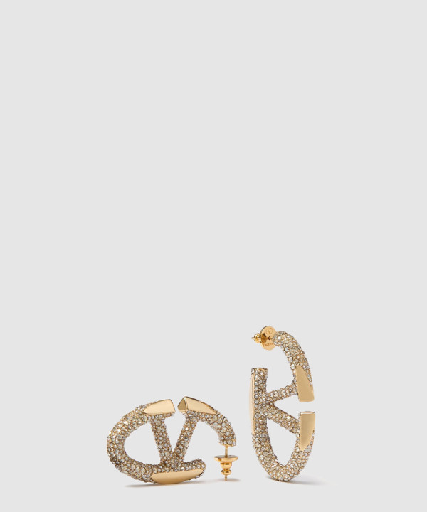 [VALENTINO-발렌티노] 볼드 에디션 브이로고 크리스털 이어링 5W2J0V84HXL