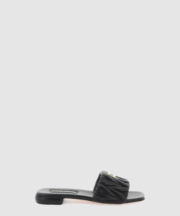 [MIU MIU-미우미우] 마테라쎄 나파 가죽 슬라이드 슬리퍼 5XX605