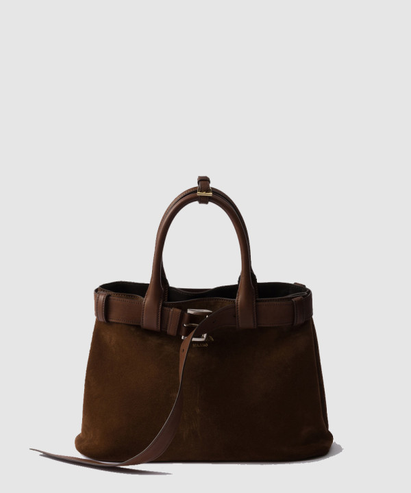 [PRADA-프라다] 벨트가 달린 미디엄 스웨이드 버클 백 1BA434