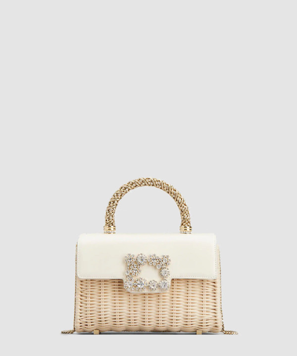 [ROGER VIVIER-로저비비에] 위커 주얼 미니 플라워 스트라스 버클 클러치 백 RBWAMFC2100TAJ1K58