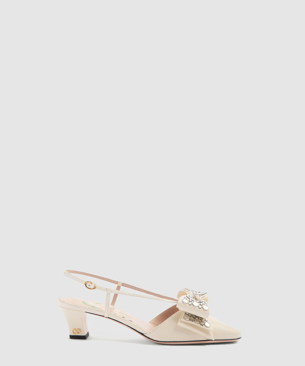 [VALENTINO-발렌티노] 보와우 미러 & 크리스털 슬링백 펌프스 45MM 6W2S0LB6MLW