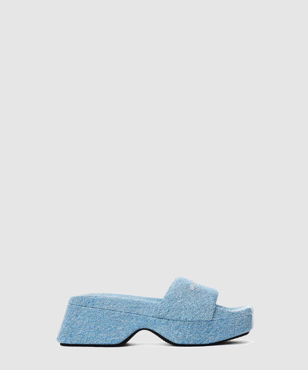 [ALEXANDER-알렉산더왕] 트롱프뢰유 데님 염소가죽 플로트 슬라이드 30124S029473