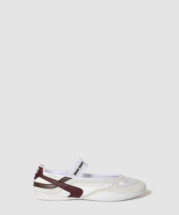 [MIUMIU-미우미우] 김나지움 기능성 소재 및 스웨이드 발레리나 5F427E