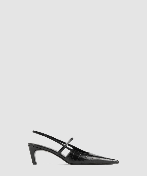 [TOTEME-토템] 더 사프 슬링백 블랙 크로코 243-WAS821-LE0076