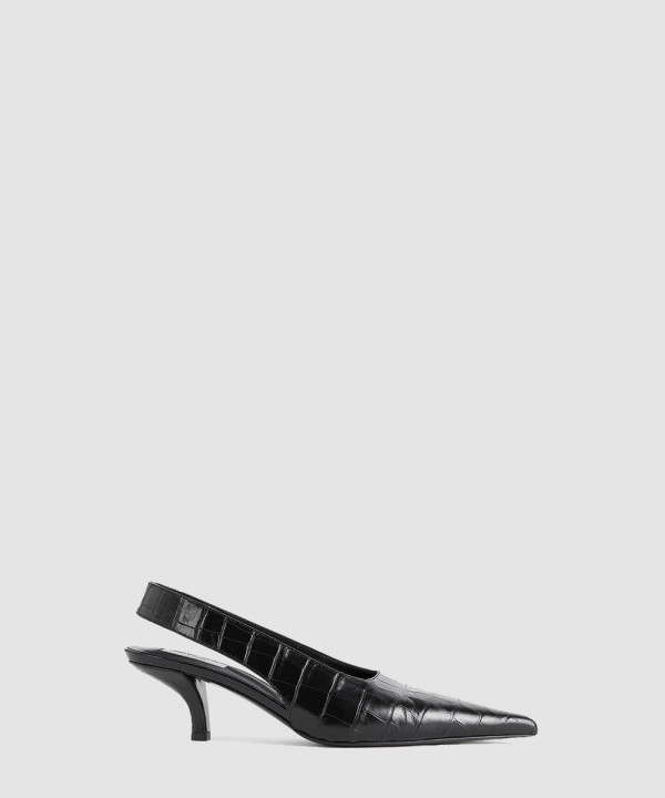 [TOTEME-토템] 클래식 크로커-엠보스드 슬링백 다크 브라운 251-WAS0205-LE0076