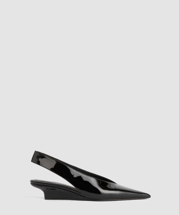 [TOTEME-토템] 더 웨지-힐 슬링백 블랙 244-WAS0165-LE0091