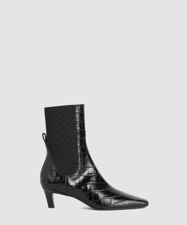 [TOTEME-토템] 더 미드 힐 레더 부츠 블랙 크로코 234-WLGSE300-LE0029