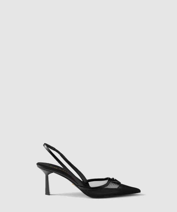 [PRADA-프라다] 메쉬 소재 슬링백 펌프스 1I891N