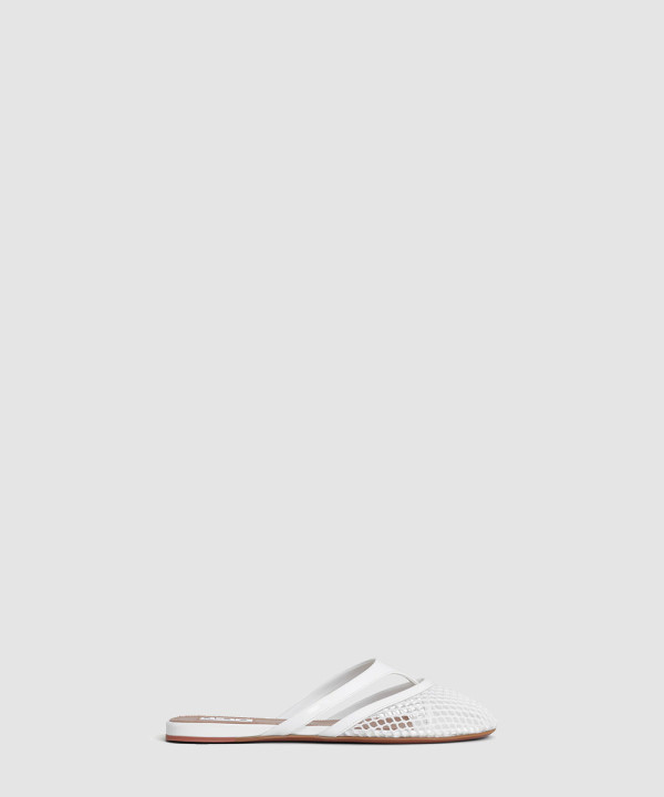 [ALAIA-알라이아] 피쉬넷과 가죽 플랫 뮬 AA3M101TK007