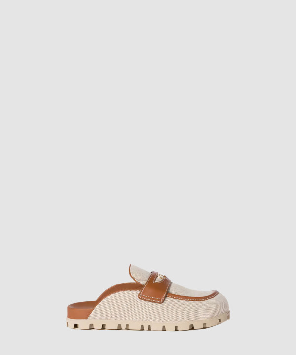 [MIUMIU-미우미우] 캔버스 및 가죽 뮬 5D377E