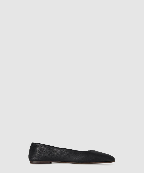 [THE ROW-더로우] 가죽 스퀘어 발레 플랫 F1598SL3BLK