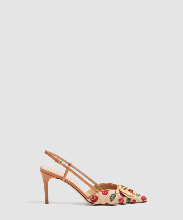 [VALENTINO-발렌티노] 브이로고 시그니처 체리픽 패턴 슬링백 펌프스 6W0S0R01NNX