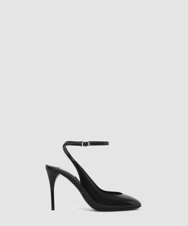 [ALAIA-알라이아] 페이턴트 송아지 가죽 DECOLLETE 슬링백 AA3E052CK168