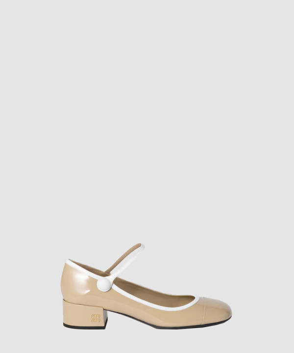 [MIUMIU-미우미우] 투톤 페이턴트 가죽 메리제인 펌프스 5I435E