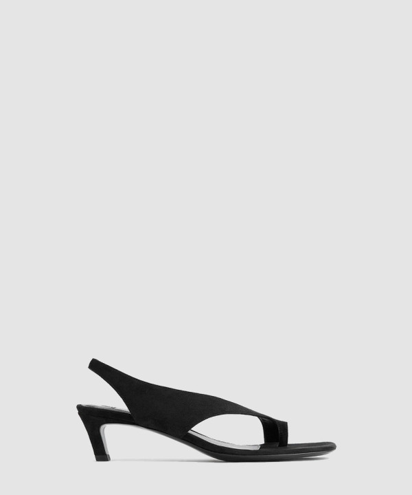 [TOTEME-토템] 스웨이드 힐드 텅 샌들 블랙 252-WAS0201-LE0012