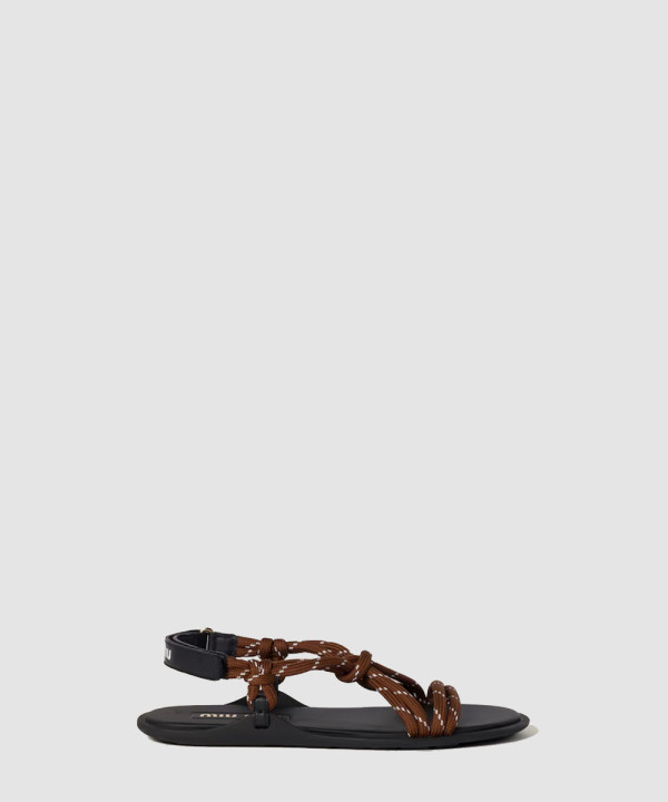 [MIUMIU-미우미우] 코드 및 가죽 샌들 5X420E