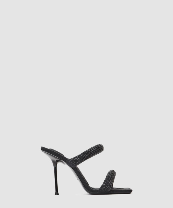 [ALEXANDER-알렉산더왕] 데님 크리스털 핫픽스 튜블러 샌들 30125S004011