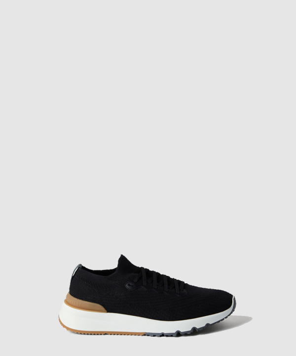 [BRUNELLO-브루넬로 쿠치넬리] 코튼 니트와 반광택 송아지 가죽 러너 251MZUPMBO252