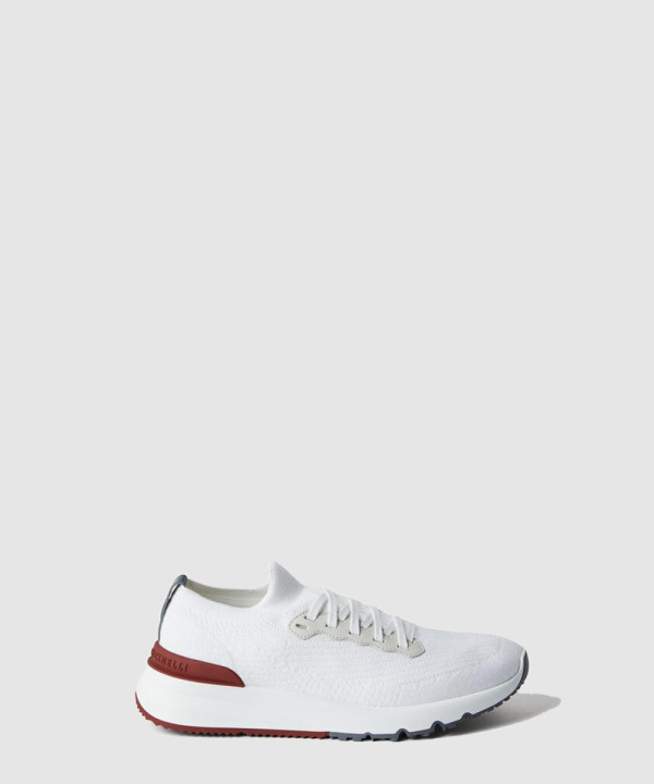 [BRUNELLO-브루넬로 쿠치넬리] 코튼 니트와 반광택 송아지 가죽 러너 251MZUPMBO252