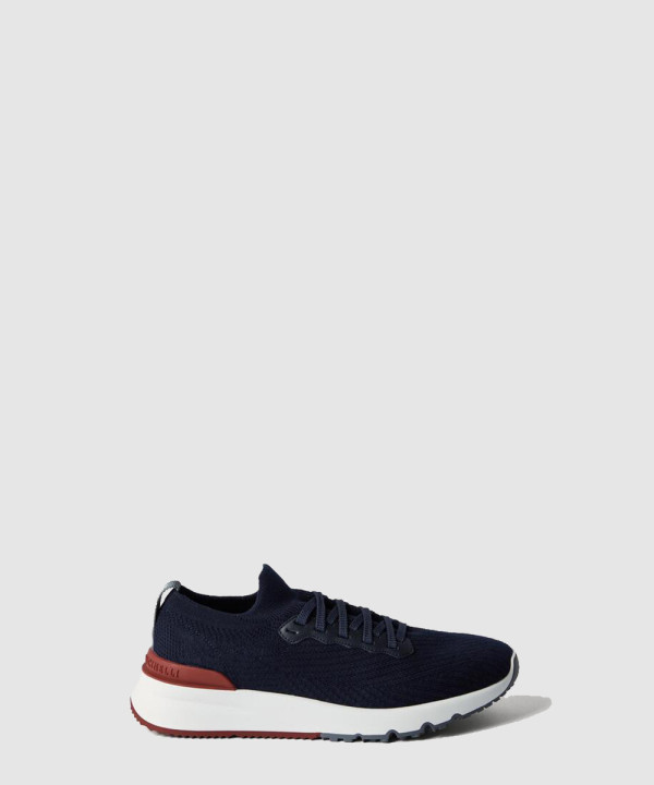 [BRUNELLO-브루넬로 쿠치넬리] 코튼 니트와 반광택 송아지 가죽 러너 251MZUPMBO252