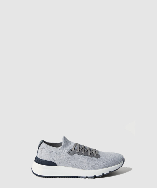 [BRUNELLO-브루넬로 쿠치넬리] 코튼 니트와 반광택 송아지 가죽 러너 251MZUPMBO252