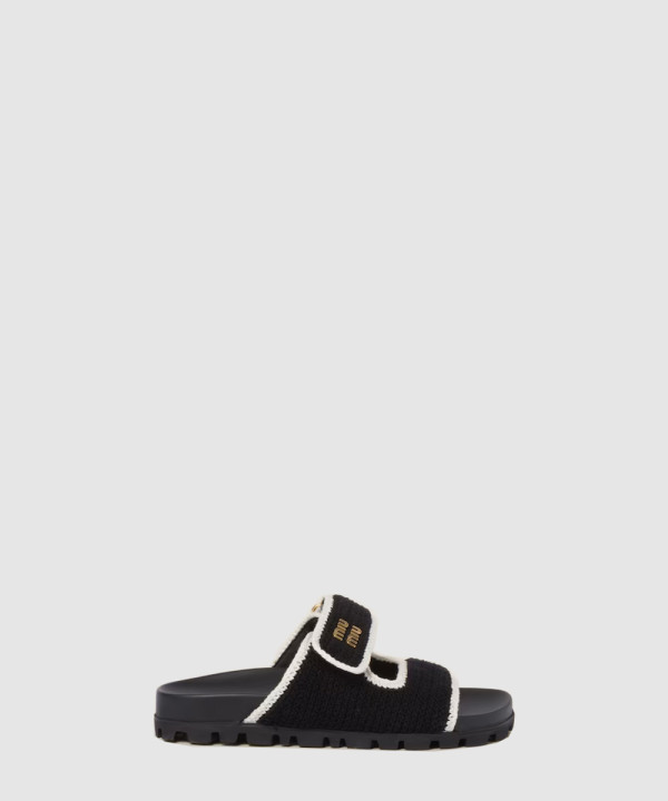 [MIUMIU-미우미우] 크로셰 니트 슬라이드 5XX641