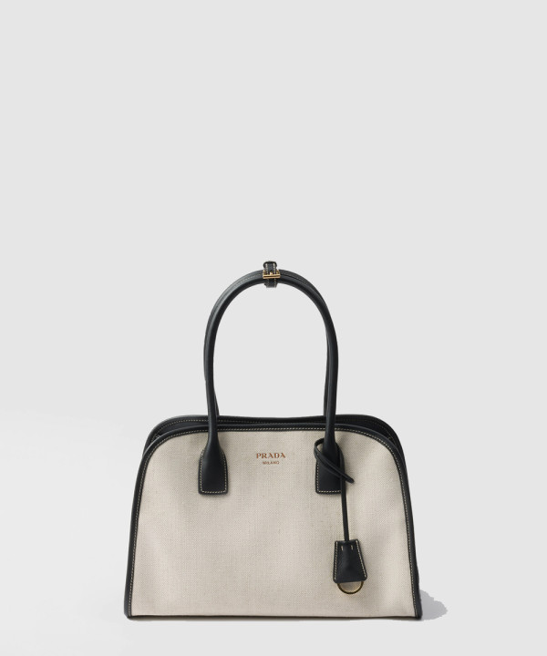 [PRADA-프라다] 미디엄 리넨 블렌드와 가죽 토트백 1BG572