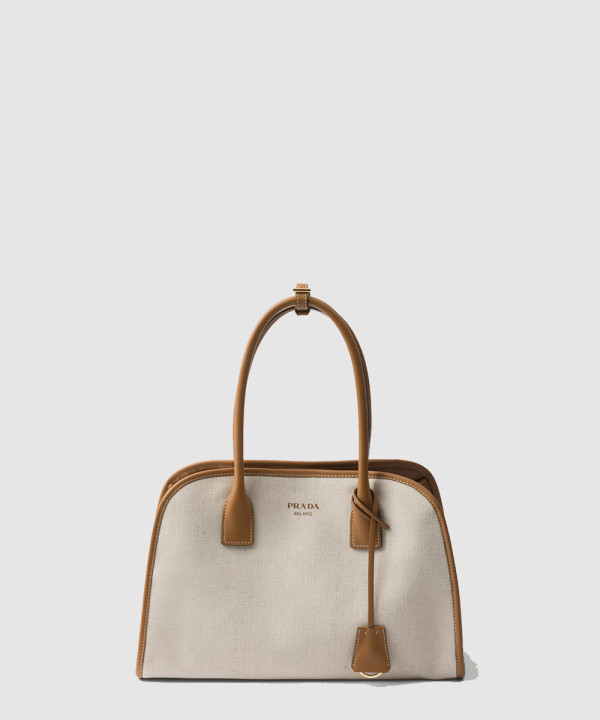 [PRADA-프라다] 미디엄 리넨 블렌드와 가죽 토트백 1BG572
