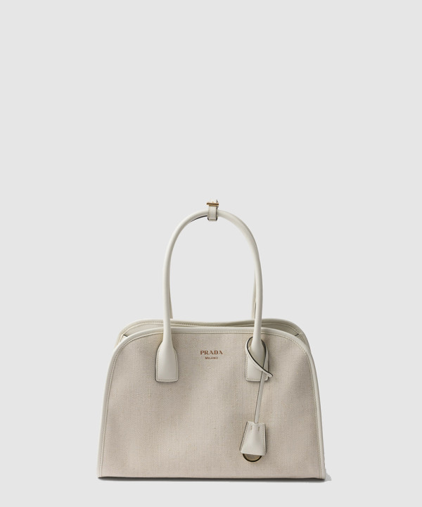 [PRADA-프라다] 미디엄 리넨 블렌드와 가죽 토트백 1BG572