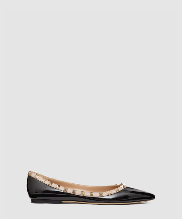 [VALENTINO-발렌티노] 페이턴트 가죽 락스터드 발레리나  5W2S0403VNW