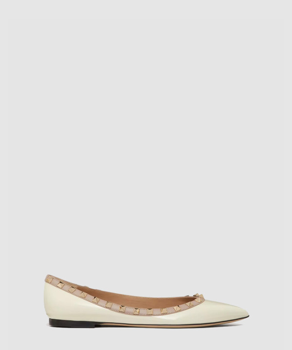 [VALENTINO-발렌티노] 페이턴트 가죽 락스터드 발레리나  5W2S0403VNW