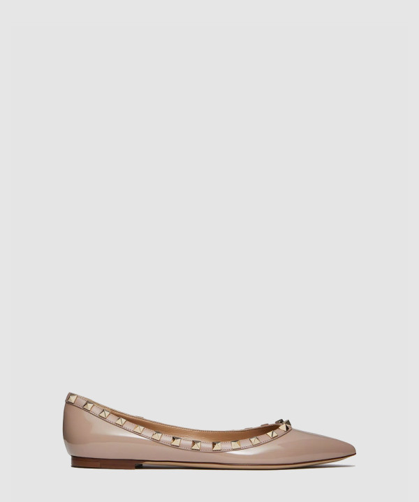 [VALENTINO-발렌티노] 페이턴트 가죽 락스터드 발레리나  5W2S0403VNW