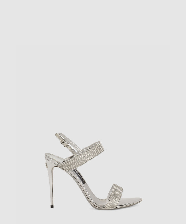 [DOLCE&GABBANA-돌체앤가바나]  융착 가능한 라인스톤이 달린 새틴 샌들 CR1550AN1918E744