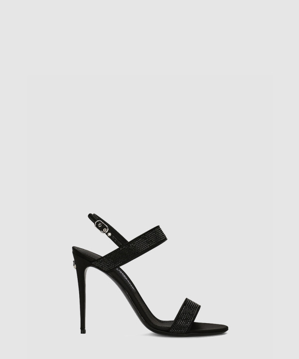 [DOLCE&GABBANA-돌체앤가바나]  융착 가능한 라인스톤이 달린 새틴 샌들 CR1550AN6718R994